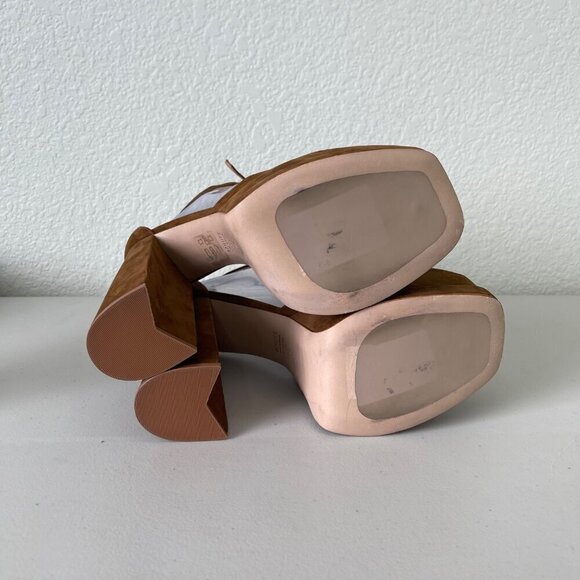 Schutz Luan New Bear Brown Nubuck Leather Platform Pump Shoes Womens size 10 B - Picture 8 of 9